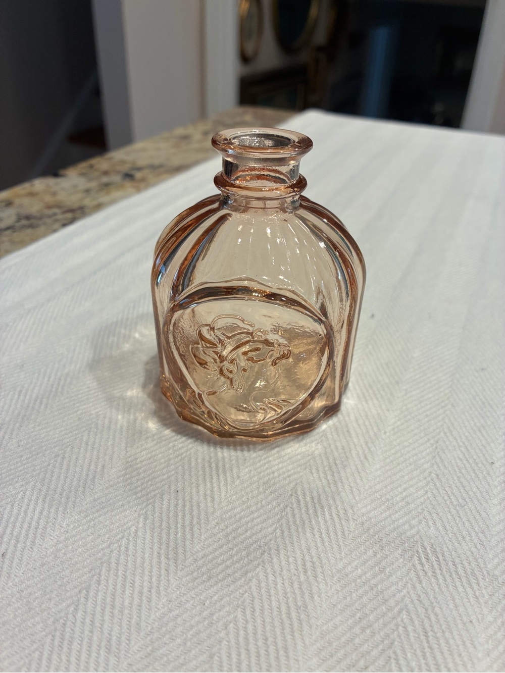 Vintage-Style Pink Glass Decorative Accent Bottle - Unbranded